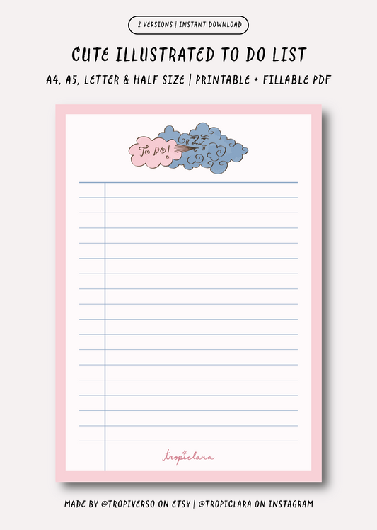 Printable Cloud To-Do List